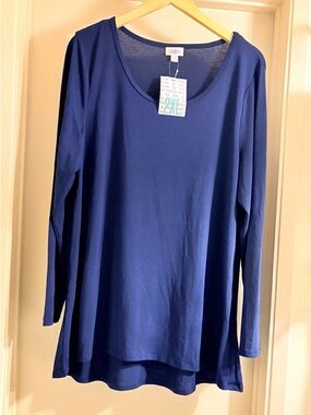 LuLaRoe Deep Navy Long Sleeve Scoop Neck Top